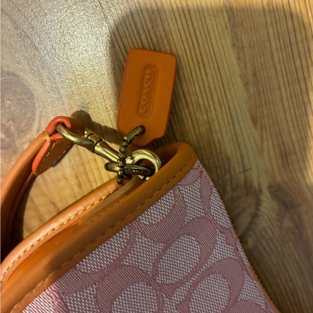 Coach swinger 20 bag pink/orange Signature Jacquard and leather Shoulder Bag - Picture 5 of 7
